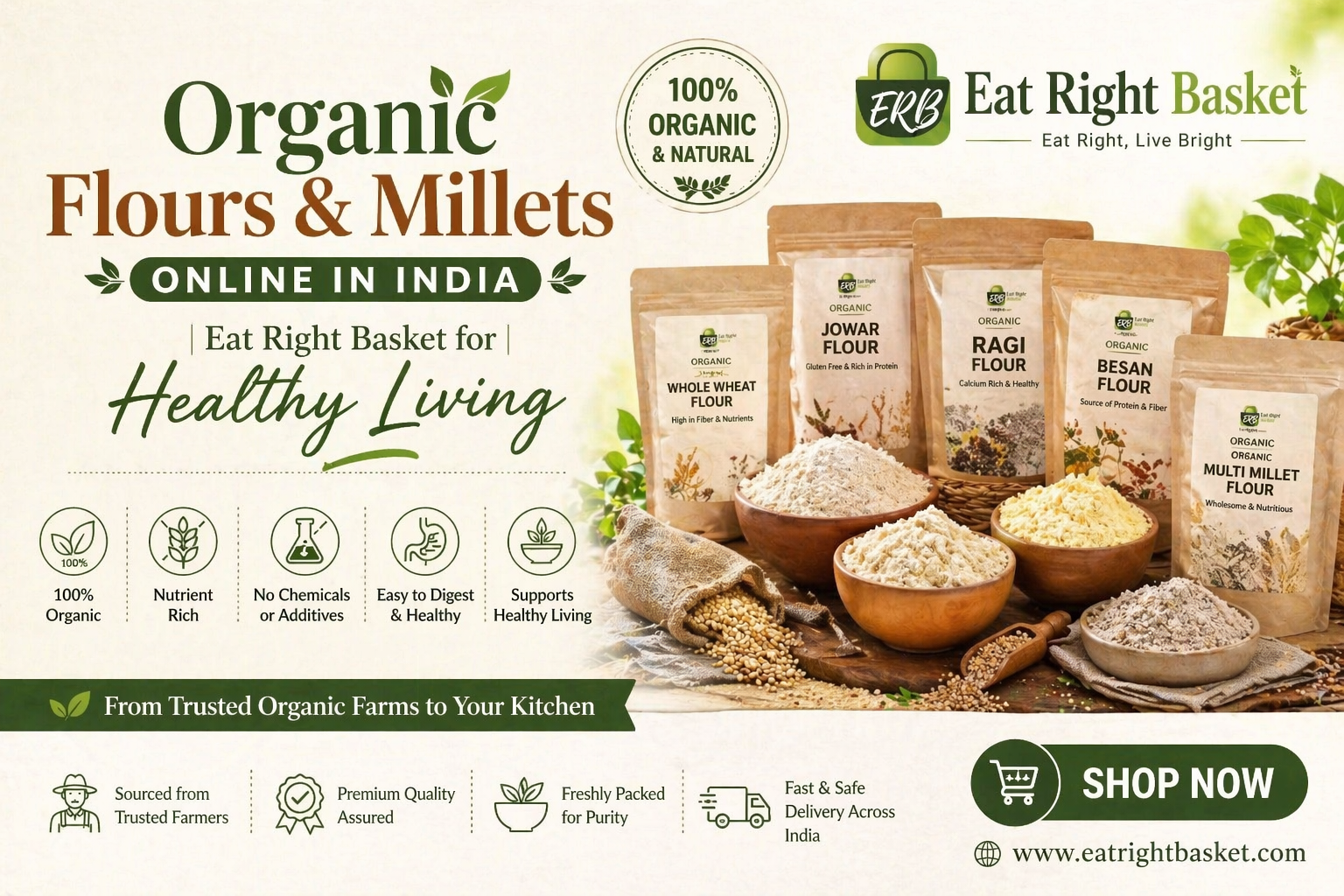 Organic Flours & Millets Online in India | Eat Right Basket for Healthy Living