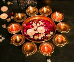 Metal Diya Urli for Diwali Decor